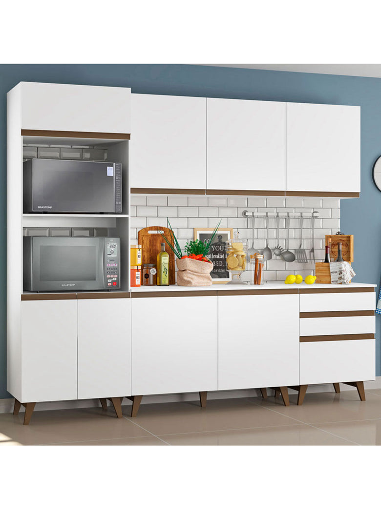 Armário de Cozinha Completa 250cm Branco Reims Madesa