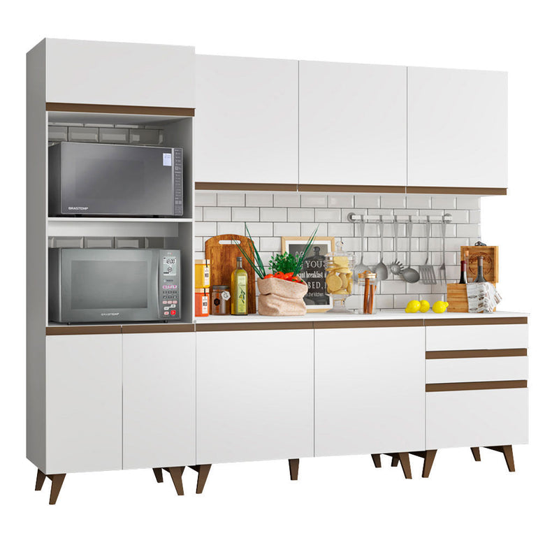Armário de Cozinha Completa 250cm Branco Reims Madesa