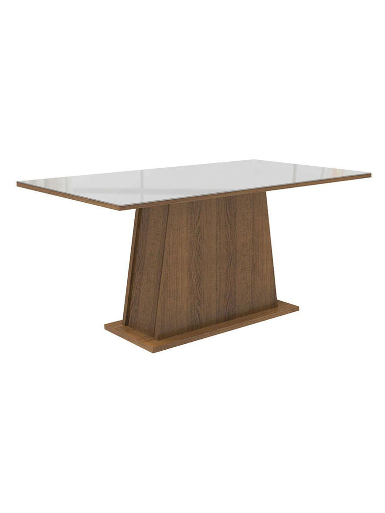 Mesa de Jantar Madesa Retangular Tampo de Vidro 5364 Rustic/Branco