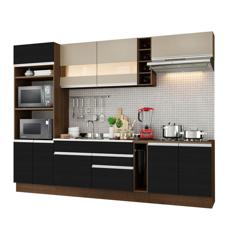 Armário de Cozinha Completa 290cm Rustic/Preto/Crema Vicenza Madesa 06