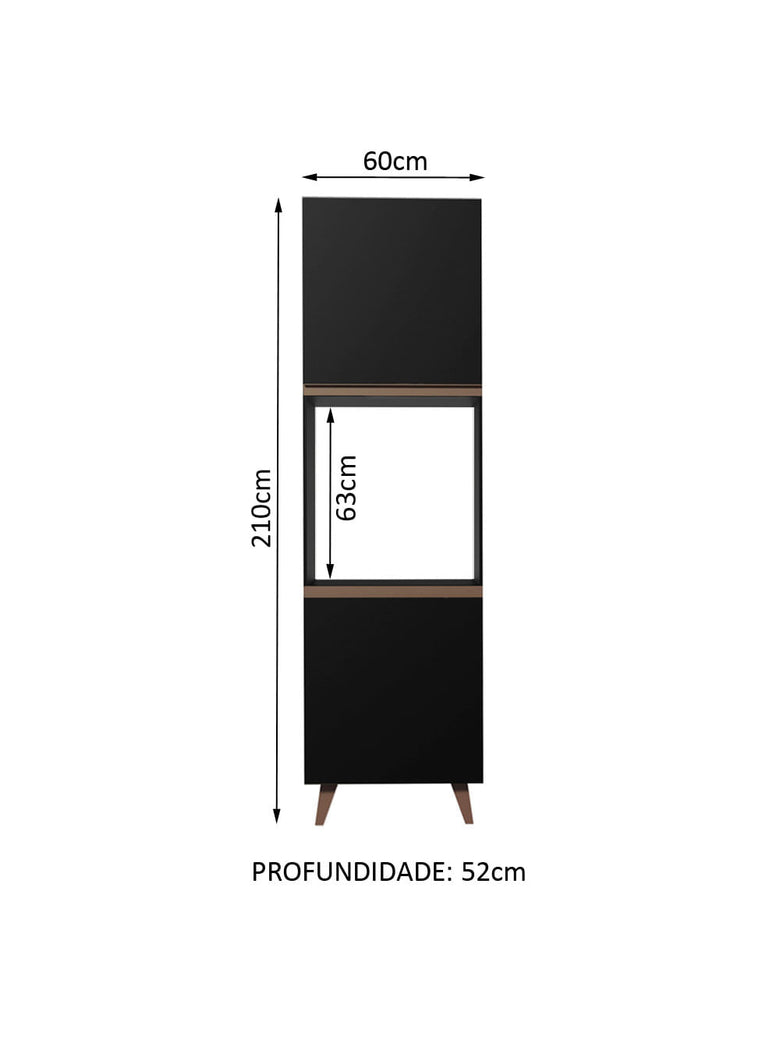 Torre Quente Madesa Reims 60 cm 2 Portas Preto