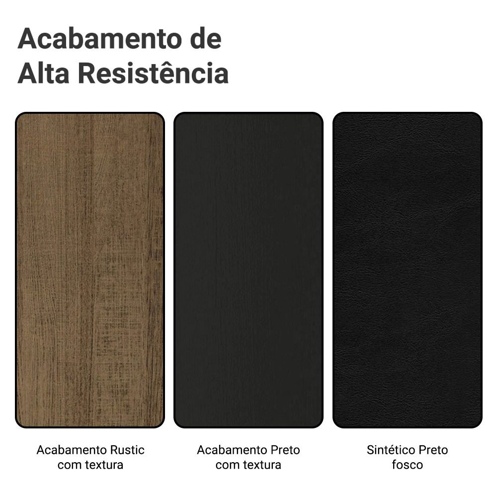 Conjunto Sala de Jantar Madesa Havana Mesa Tampo de Madeira com 4 Cadeiras Preto/Rustic