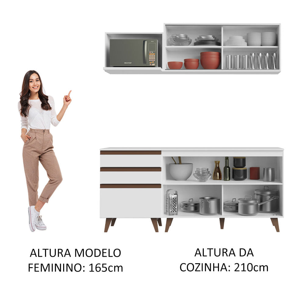 Armário de Cozinha Compacta 180cm Branco Reims Madesa 01