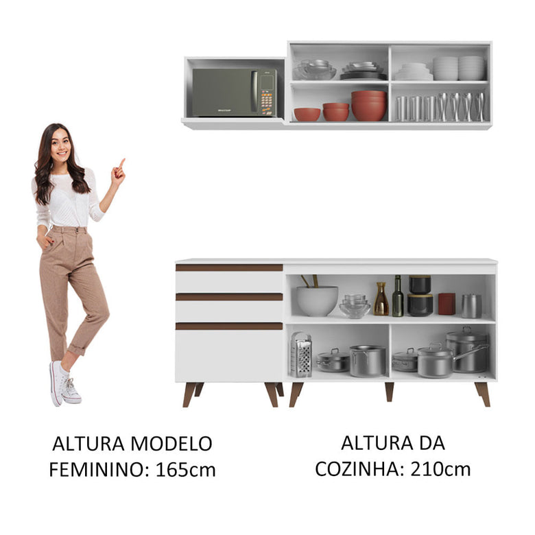 Armário de Cozinha Compacta 180cm Branco Reims Madesa 01