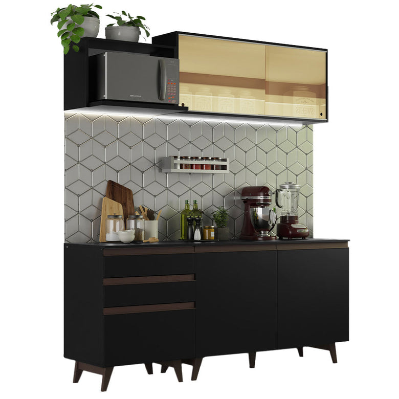 Armário de Cozinha Compacta 180cm Preto Reims Madesa 01