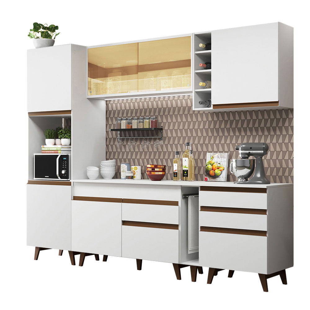 Armário de Cozinha Completa 260cm Branco Reims Madesa 04 - Branco