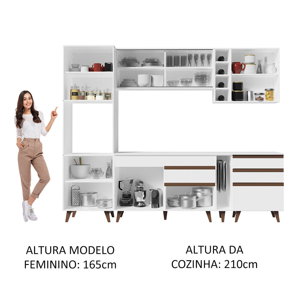 Armário de Cozinha Completa 260cm Branco Reims Madesa 04