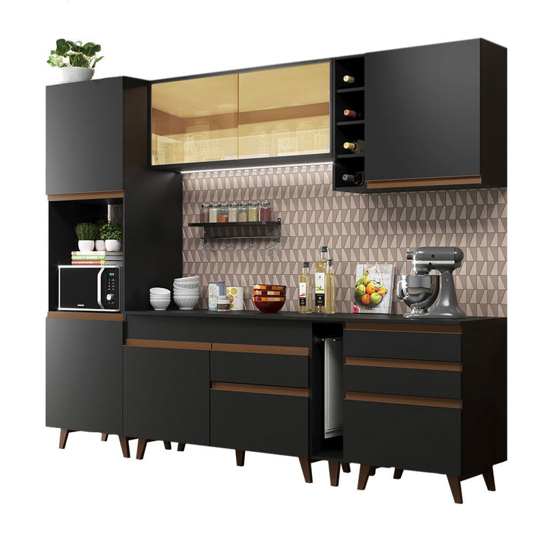 Armário de Cozinha Completa 260cm Preto Reims Madesa 04