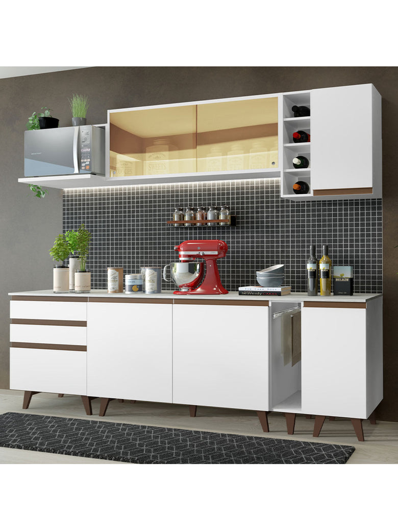 Armário de Cozinha Completa 235cm Branco Reims Madesa 01