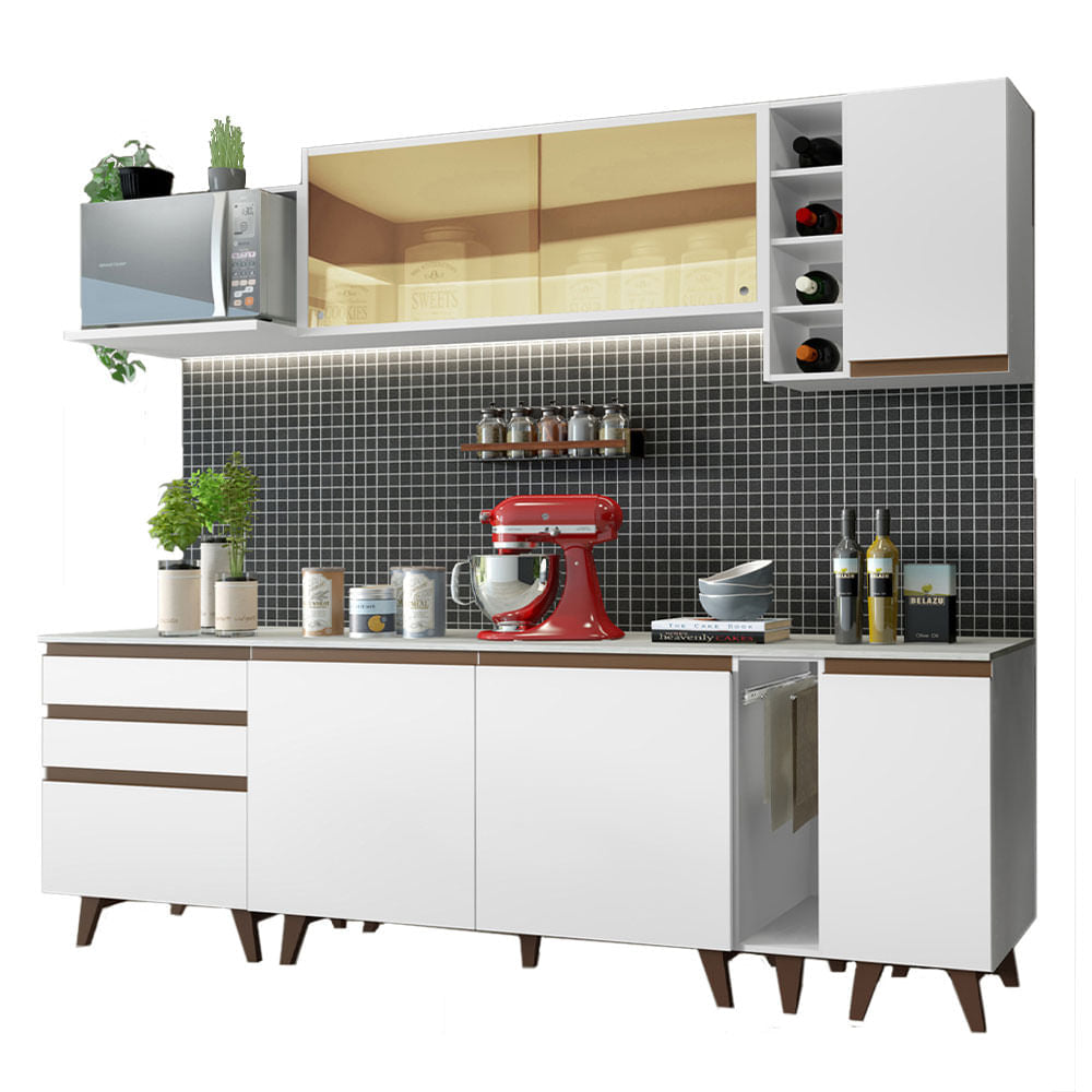 Armário de Cozinha Completa 235cm Branco Reims Madesa 01 - Branco