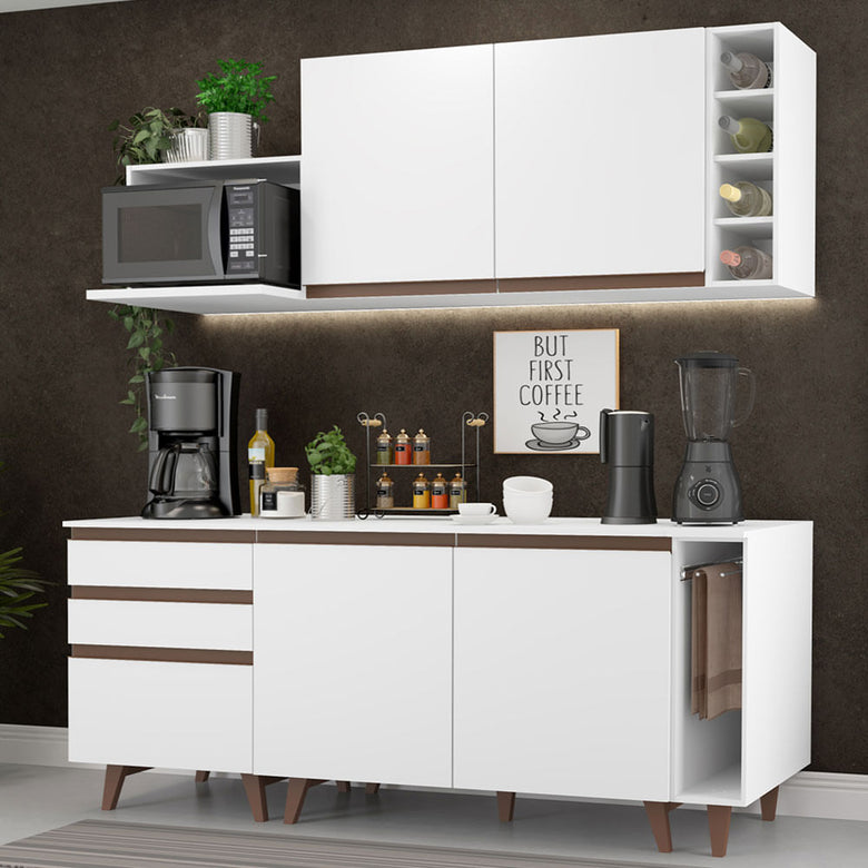 Armário de Cozinha Compacta 200cm Branco Reims Madesa 01