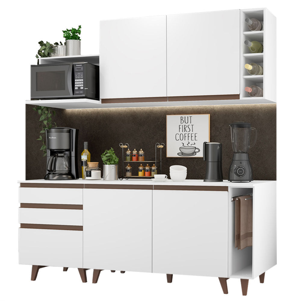 Armário de Cozinha Compacta 200cm Branco Reims Madesa 01 - Branco