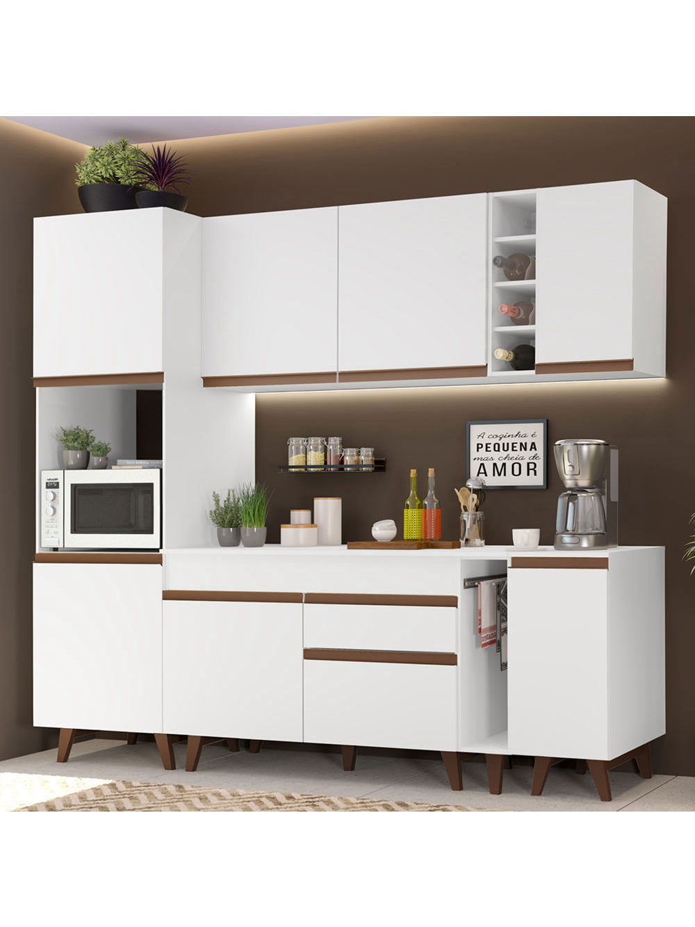 Armário de Cozinha Completa 235cm Branco Reims Madesa 02 - Branco