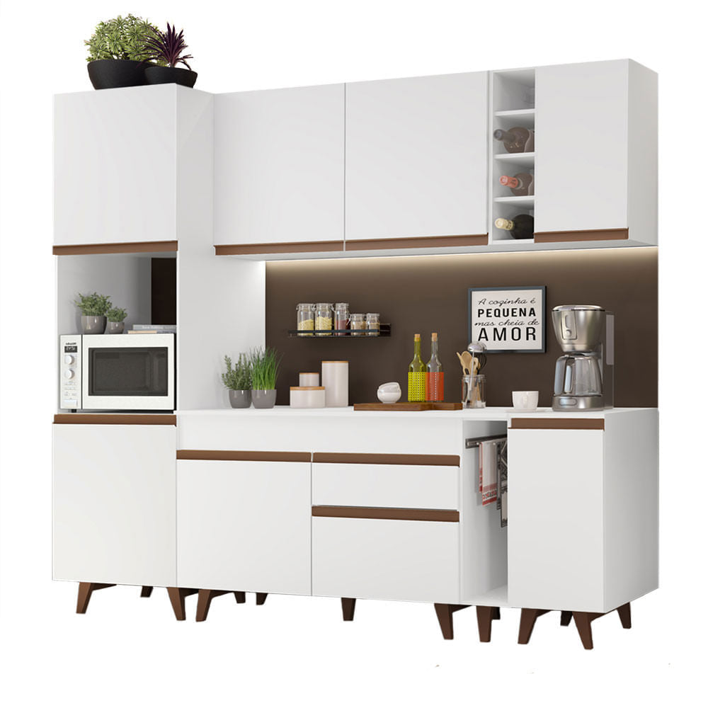 Armário de Cozinha Completa 235cm Branco Reims Madesa 02 - Branco