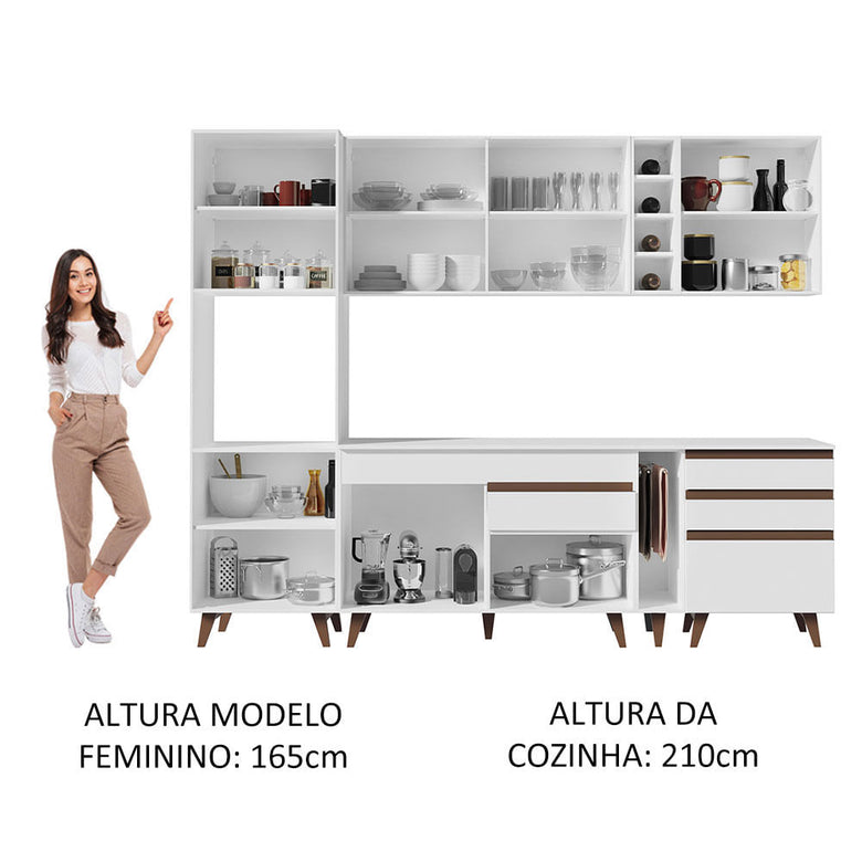 Armário de Cozinha Completa 260cm Branco Reims Madesa 05