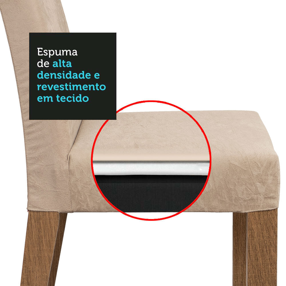 Conjunto Sala de Jantar Madesa Flavia Mesa Tampo de Madeira com 4 Cadeiras Rustic/Crema/Imperial