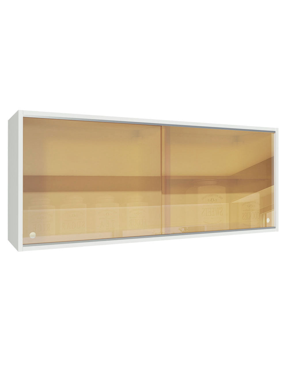 Armário Aéreo Madesa 2 Portas de Correr Vidro Reflex para Cozinhas Glamy, Lux, Agata e Reims Branco - Branco