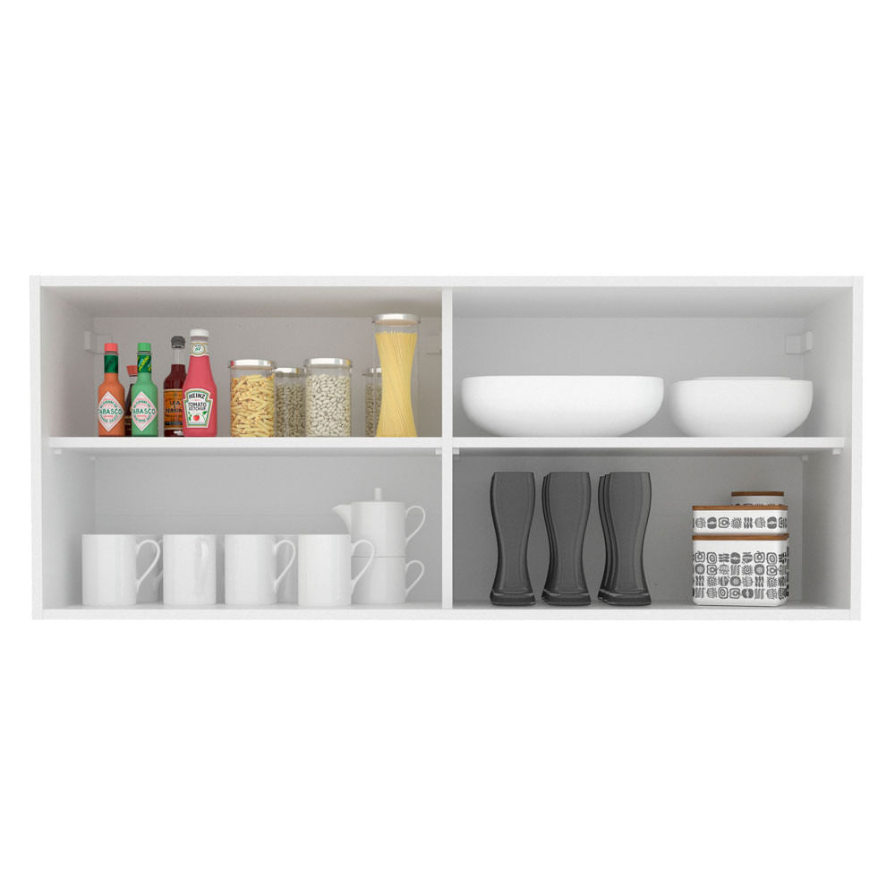 Armário Aéreo Madesa 2 Portas de Correr Vidro Reflex para Cozinhas Glamy, Lux, Agata e Reims Branco