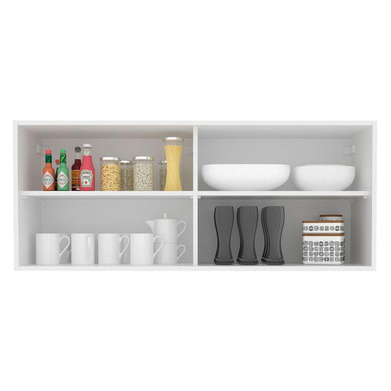 Armário Aéreo Madesa 2 Portas de Correr Vidro Reflex para Cozinhas Glamy, Lux, Agata e Reims Branco