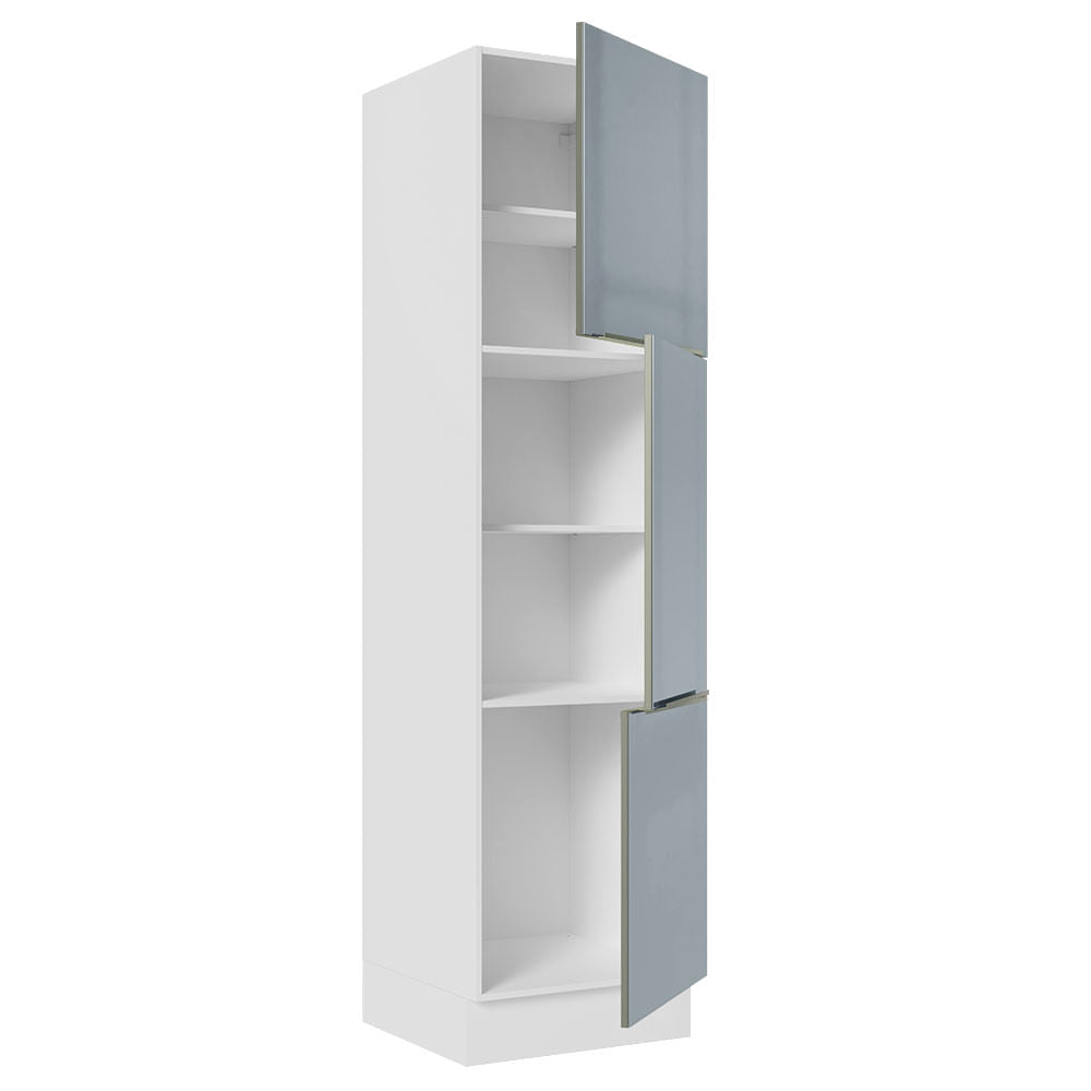 Paneleiro Madesa Lux 60 cm 3 Portas Branco/Cinza