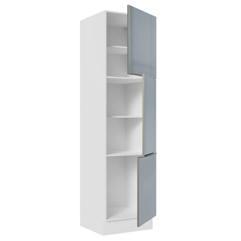 Paneleiro Madesa Lux 60 cm 3 Portas Branco/Cinza