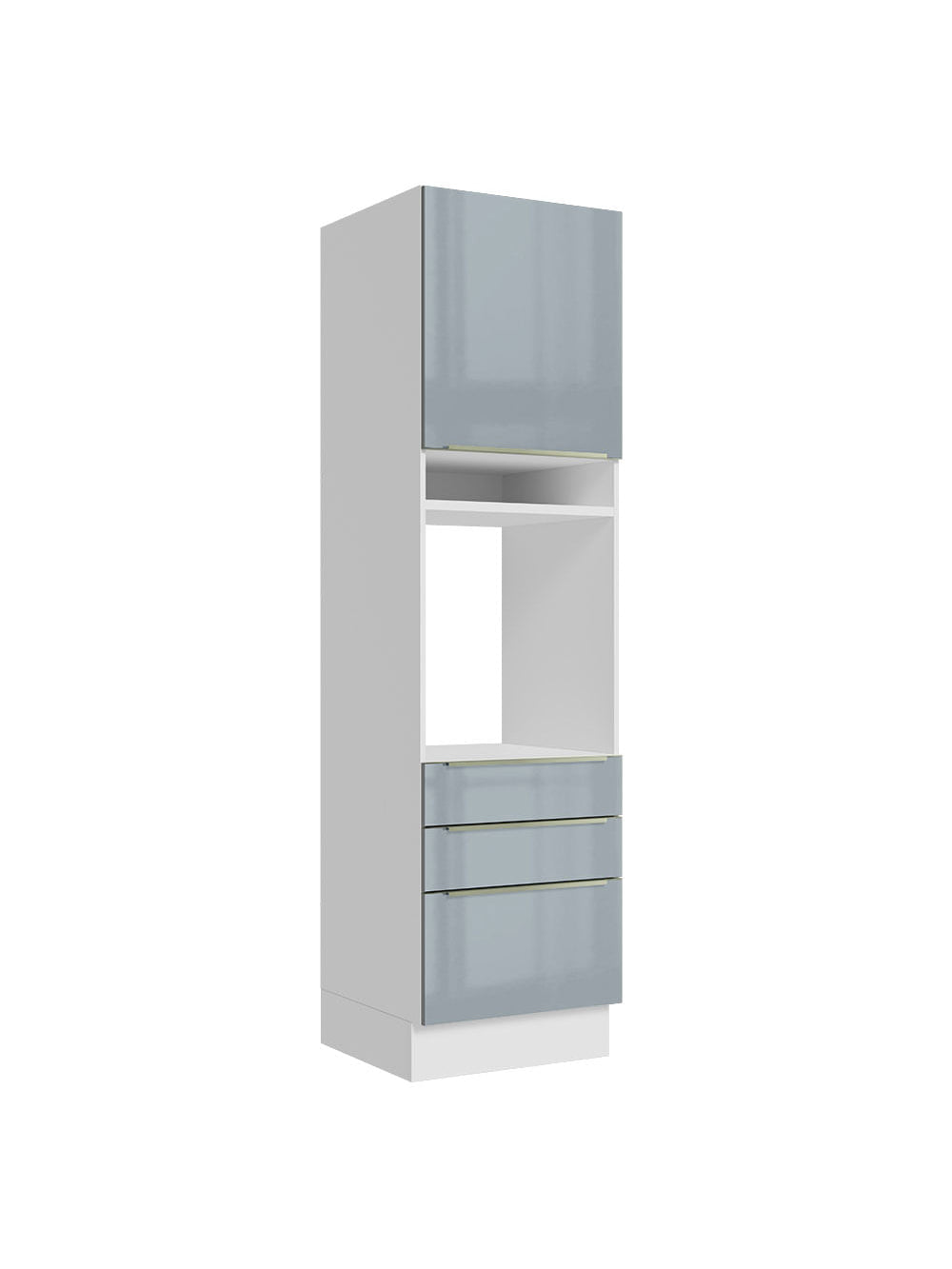 Torre Quente Madesa Lux 60 cm 1 Porta 3 Gavetas Branco/Cinza - Branco/Cinza