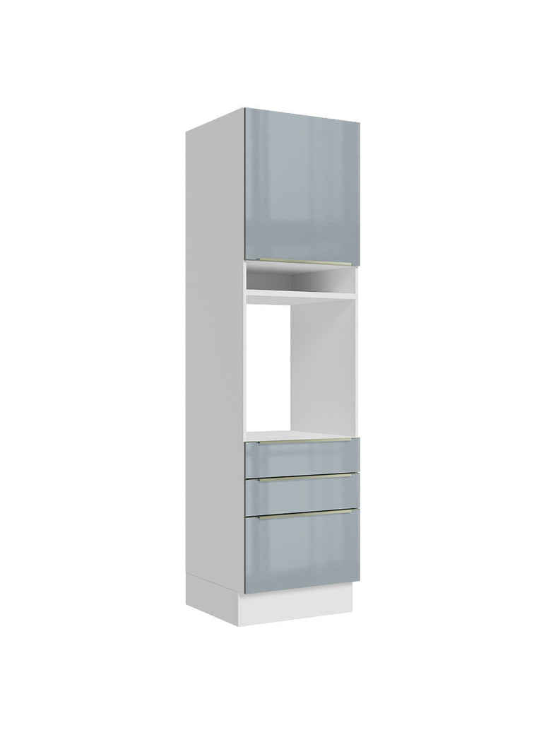 Torre Quente Madesa Lux 60 cm 1 Porta 3 Gavetas Branco/Cinza