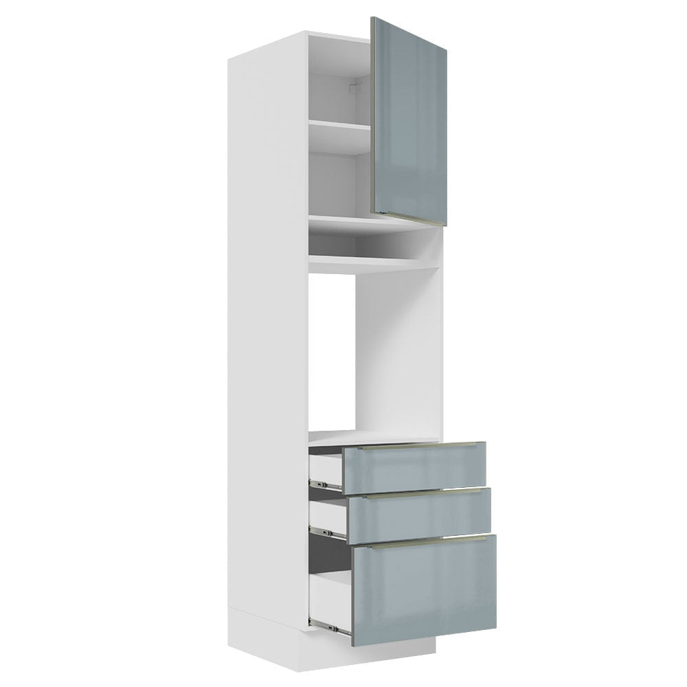 Torre Quente Madesa Lux 60 cm 1 Porta 3 Gavetas Branco/Cinza