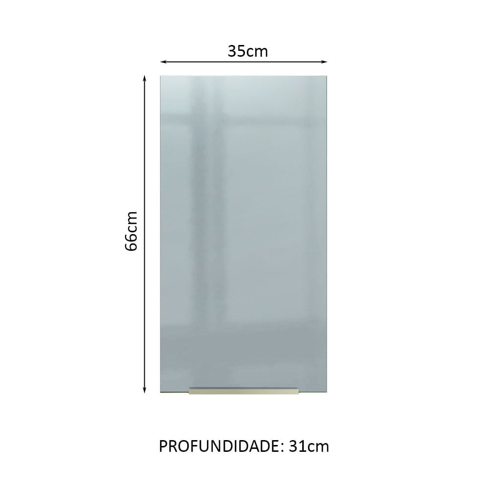Armário Aéreo Madesa Lux 35 cm 1 Porta Branco/Cinza - Branco/Cinza