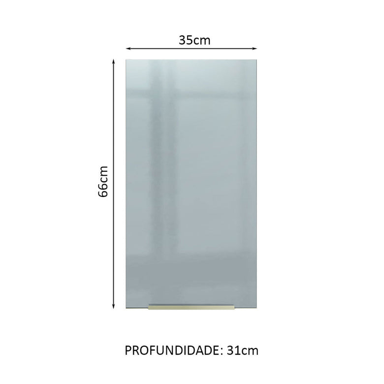 Armário Aéreo Madesa Lux 35 cm 1 Porta Branco/Cinza