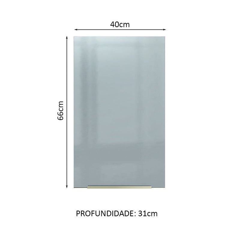 Armário Aéreo Madesa Lux 40 cm 1 Porta Branco/Cinza