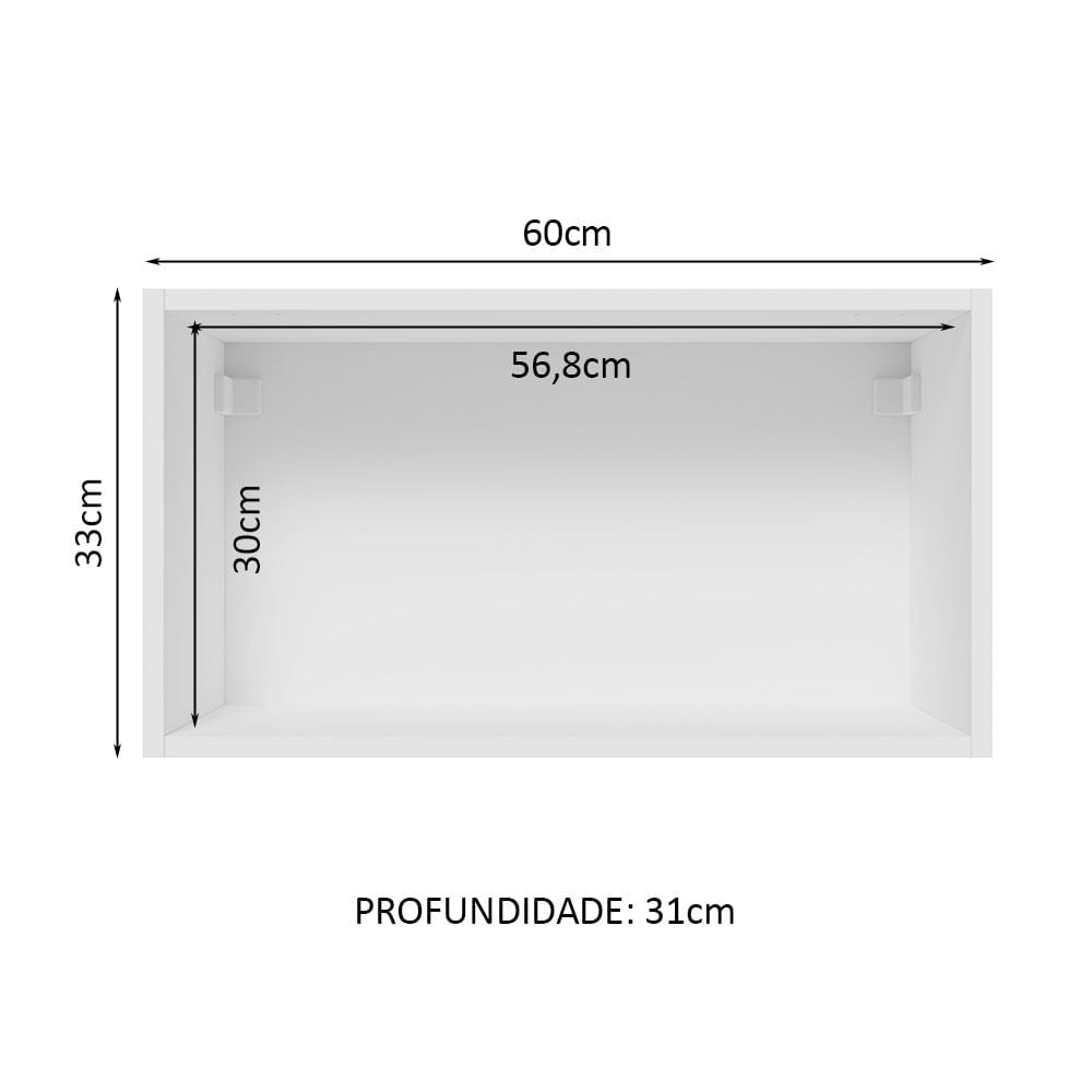 Armário Aéreo Madesa Lux 60 cm 1 Porta Basculante Branco/Cinza
