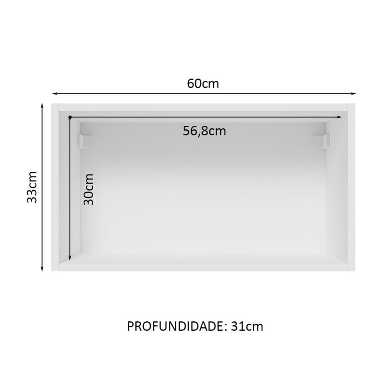 Armário Aéreo Madesa Lux 60 cm 1 Porta Basculante Branco/Cinza