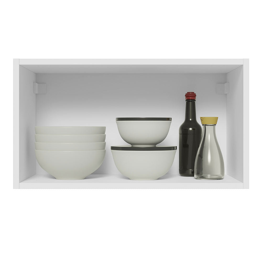 Armário Aéreo Madesa Lux 60 cm 1 Porta Basculante Branco/Cinza