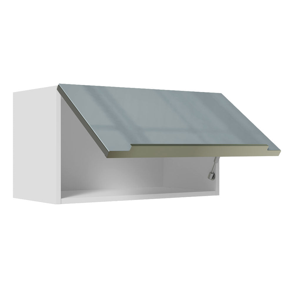 Armário Aéreo Madesa Lux 60 cm 1 Porta Basculante Branco/Cinza