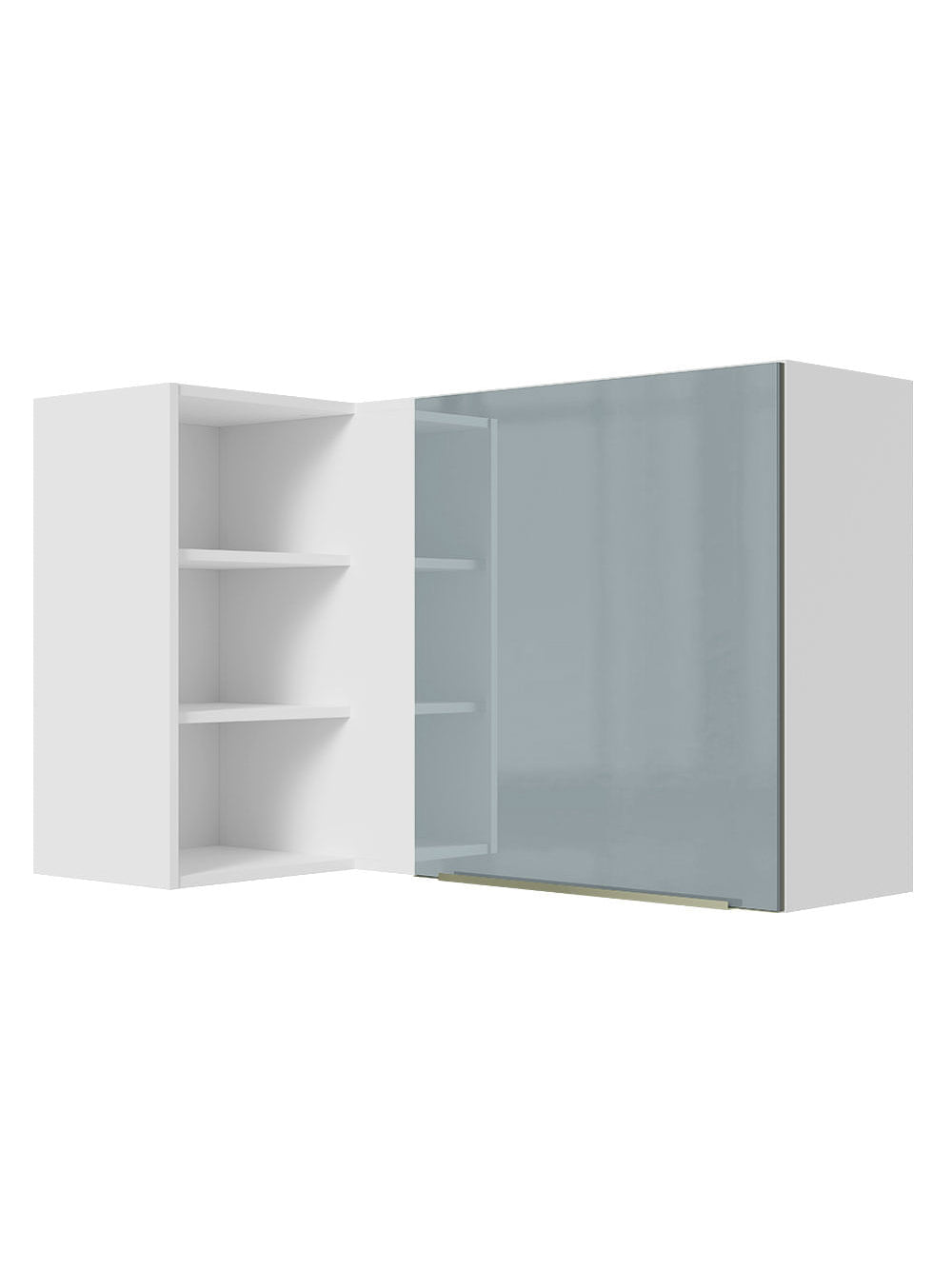 Armário Aéreo de Canto com Adega Acoplada Madesa Lux 1 Porta Branco/Cinza - Branco/Cinza