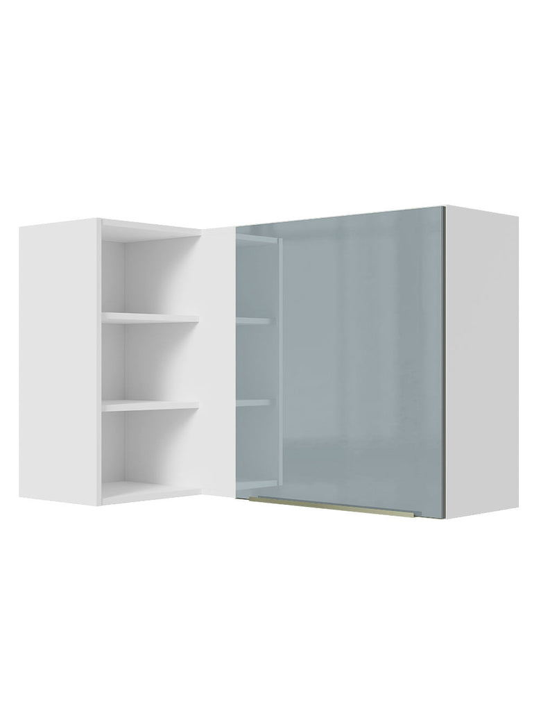 Armário Aéreo de Canto com Adega Acoplada Madesa Lux 1 Porta Branco/Cinza