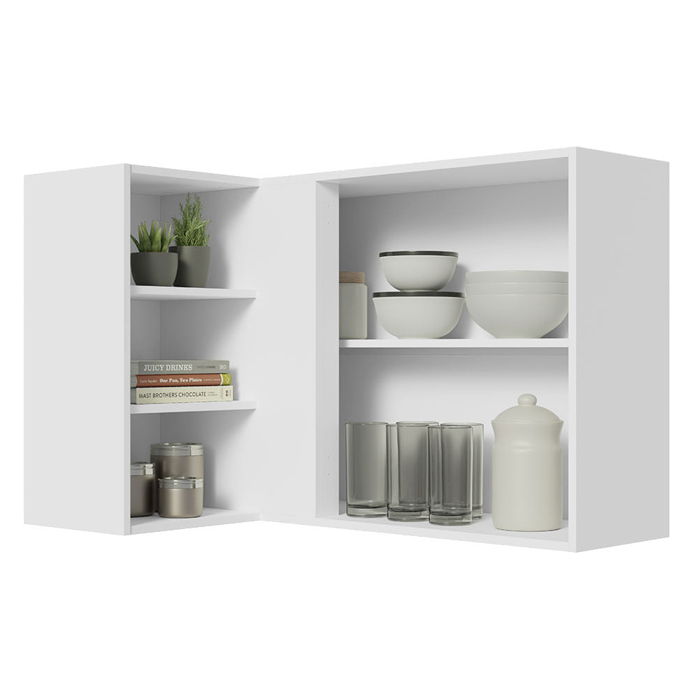 Armário Aéreo de Canto com Adega Acoplada Madesa Lux 1 Porta Branco/Cinza