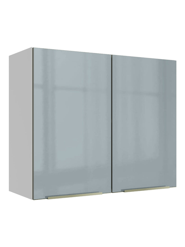 Armário Aéreo Madesa Lux 80 cm 2 Portas Branco/Cinza