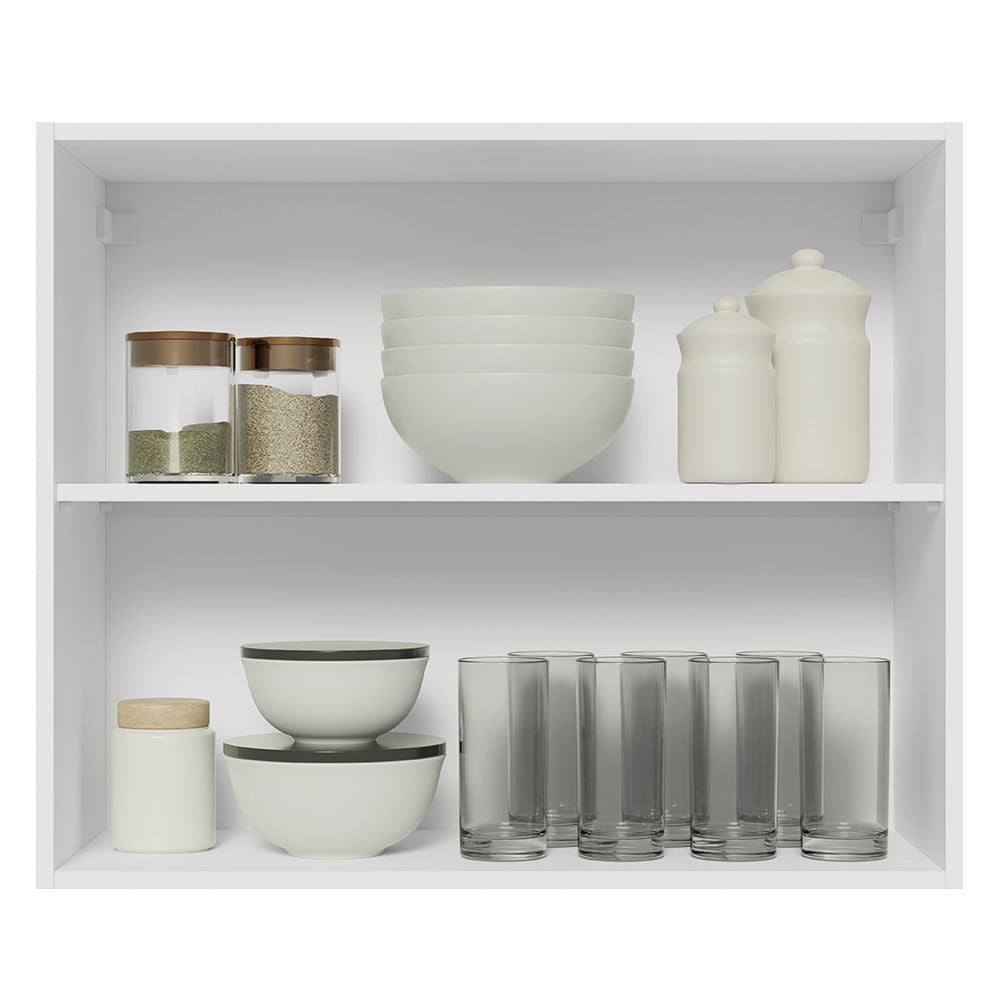 Armário Aéreo Madesa Lux 80 cm 2 Portas Branco/Cinza