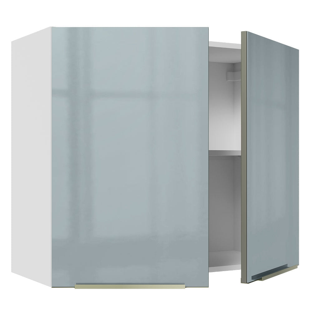 Armário Aéreo Madesa Lux 80 cm 2 Portas Branco/Cinza