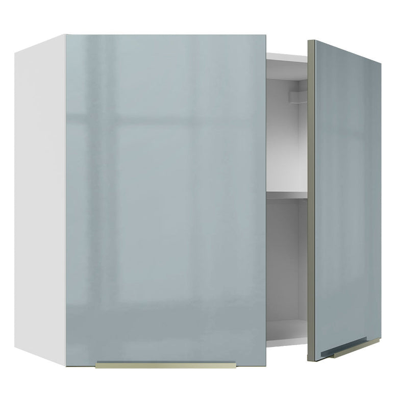 Armário Aéreo Madesa Lux 80 cm 2 Portas Branco/Cinza