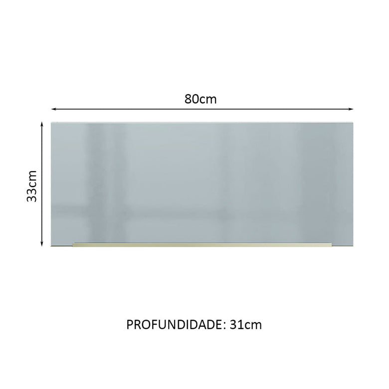 Armário Aéreo Madesa Lux 80 cm 1 Porta Basculante Branco/Cinza