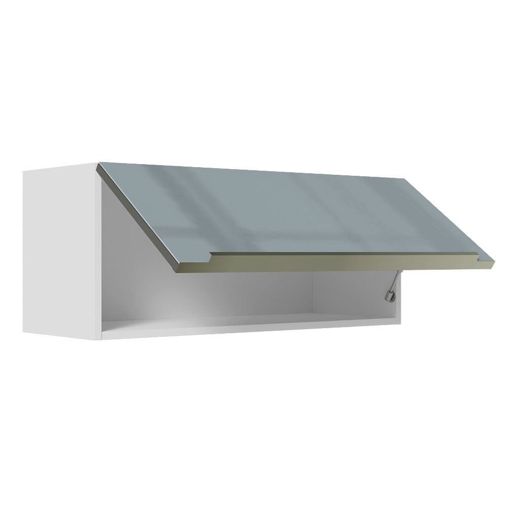 Armário Aéreo Madesa Lux 80 cm 1 Porta Basculante Branco/Cinza