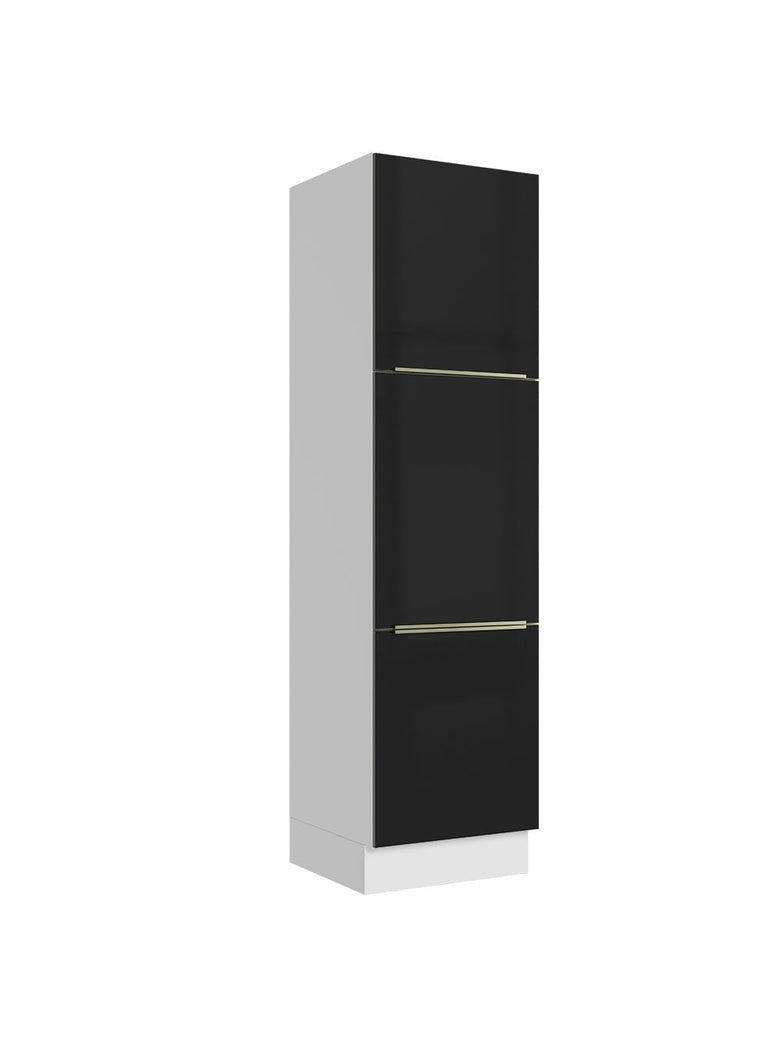 Paneleiro Madesa Lux 60 cm 3 Portas Branco/Preto