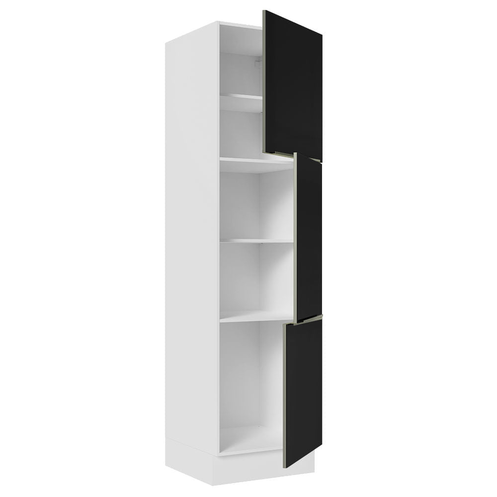 Paneleiro Madesa Lux 60 cm 3 Portas Branco/Preto