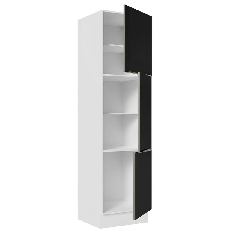 Paneleiro Madesa Lux 60 cm 3 Portas Branco/Preto