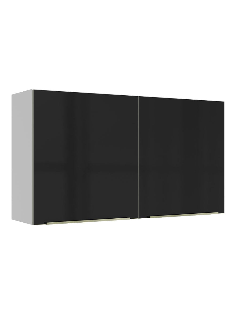 Armário Aéreo Madesa Lux 120 cm 2 Portas Branco/Preto - Branco/Preto