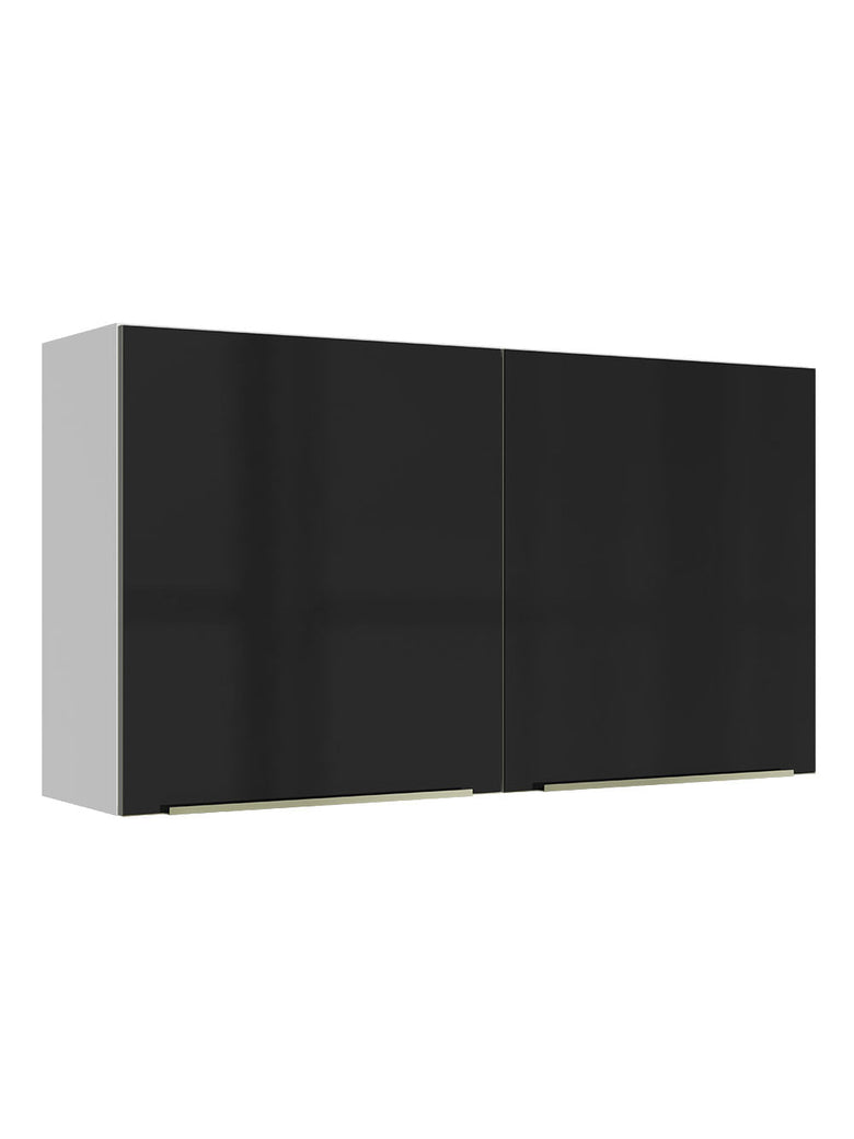 Armário Aéreo Madesa Lux 120 cm 2 Portas Branco/Preto