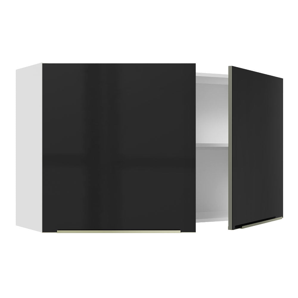 Armário Aéreo Madesa Lux 120 cm 2 Portas Branco/Preto